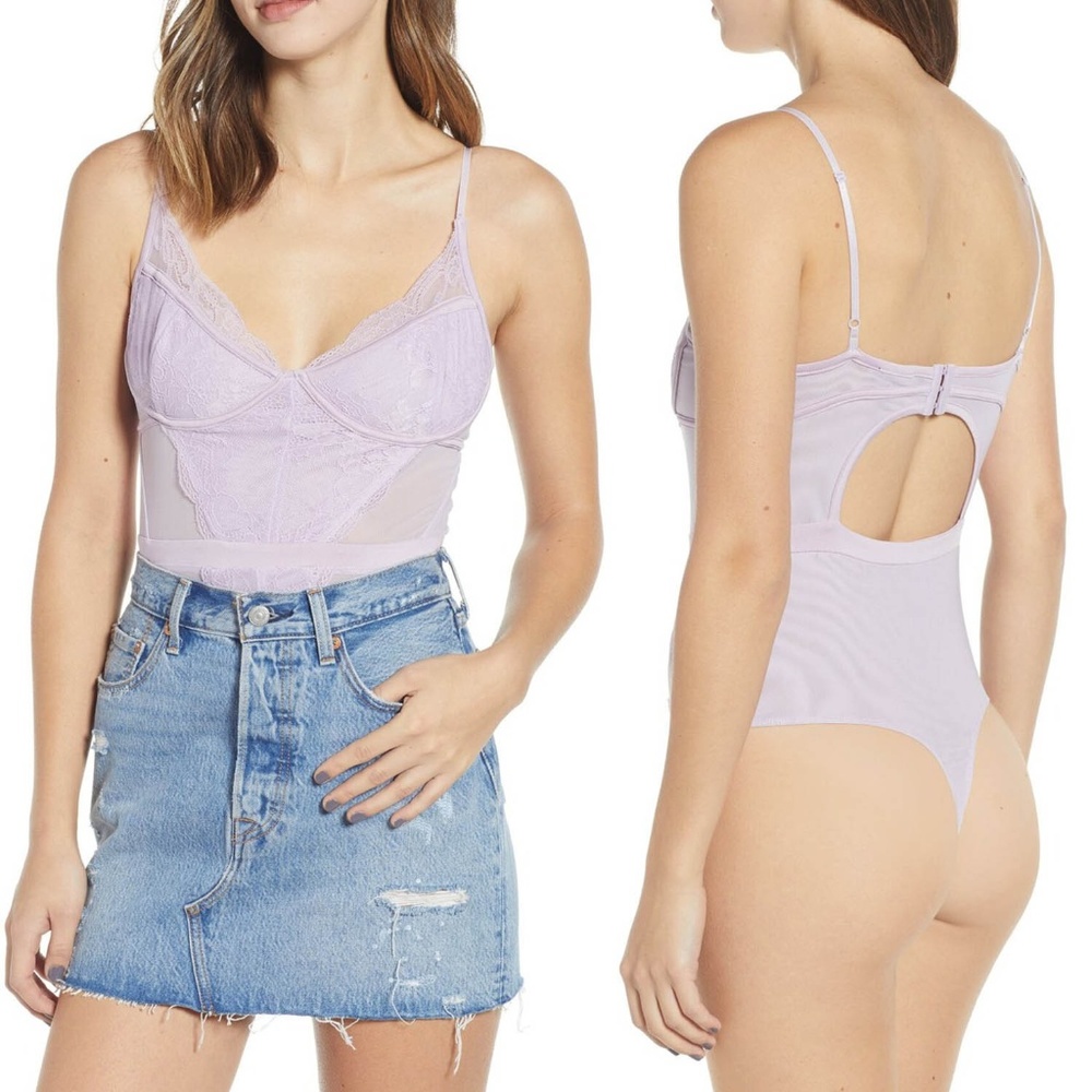 AFRM Underwire Scallop Cutout Lace Bodysuit